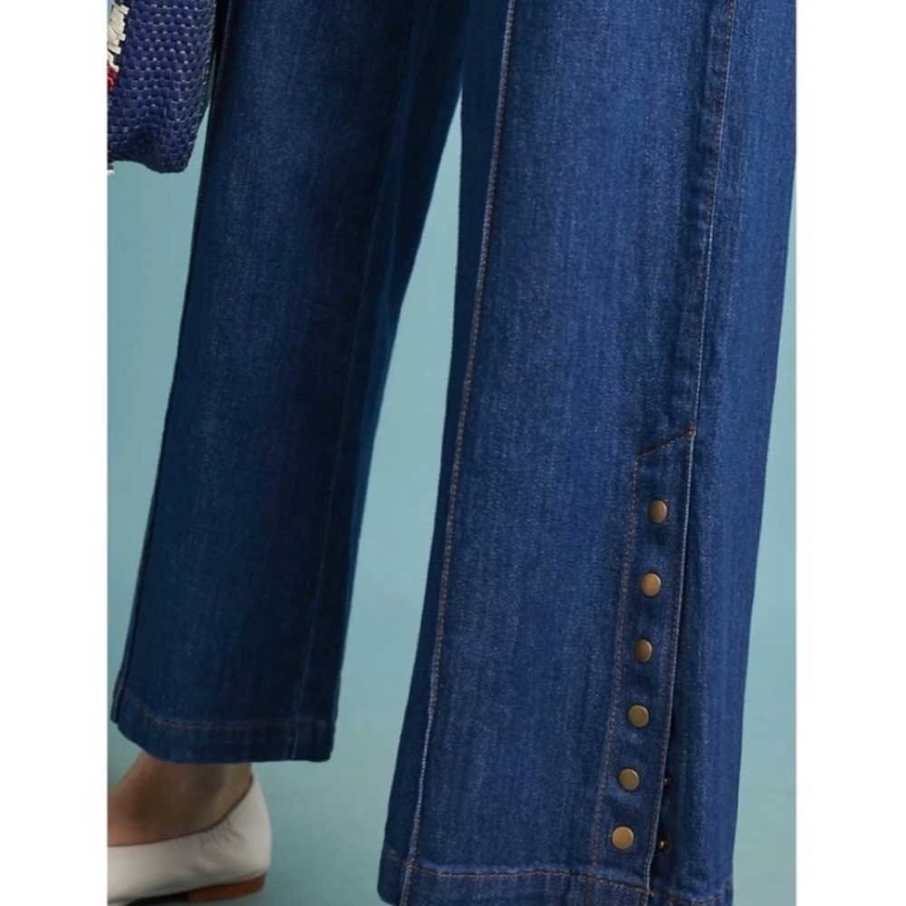 Anthropologie Pilcro and the Letterpress Wide Leg Crop Button Up Ankle Jeans 26 - Picture 6 of 15